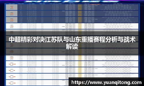 中超精彩对决江苏队与山东重播赛程分析与战术解读